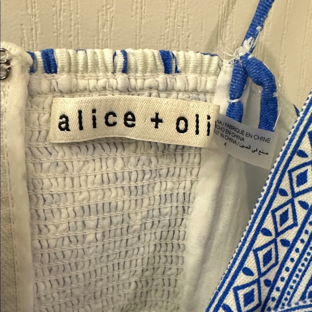 Alice + Olivia Blue and White Geometric Dress - Picture 6 of 6